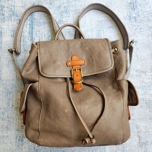 Fossil Grey Leather Backpack